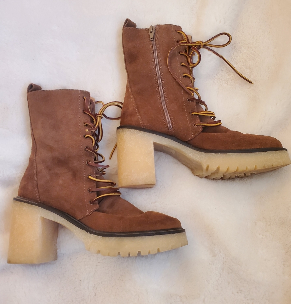 New Free People Dylan Lace-Up Suede Boots Size 38 - Picture 3 of 12